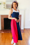 Patriotic Color Block Fit & Flare Maxi Dress