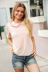 New Day Blush Flat Collar Floral French Terry Blouse