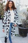 Boldly You Cream Fury Knit Animal Print Open Duster Cardigan