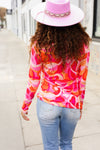 Find Love Red/Pink Fitted Floral Print Buttery Soft Knit Top