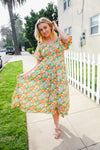 Hello Beautiful Sage Elastic V Neck Tiered Daisy Floral Maxi Dress