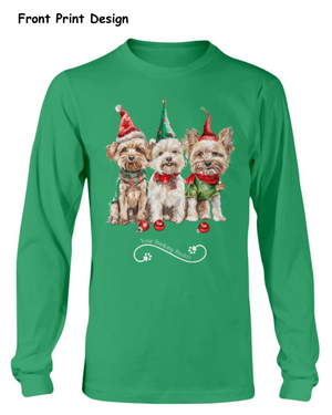 Christmas Elf Dogs Long Sleeve by Your Barking Buddy- Front Print (Pre-Order 2-3 Weeks)