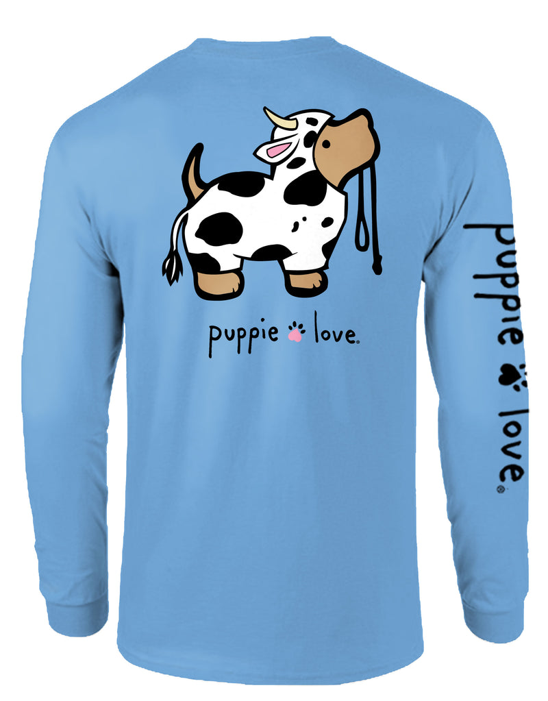 Cow Pup Long Sleeve Tee By Puppie Love (Pre-Order 2-3 Weeks)