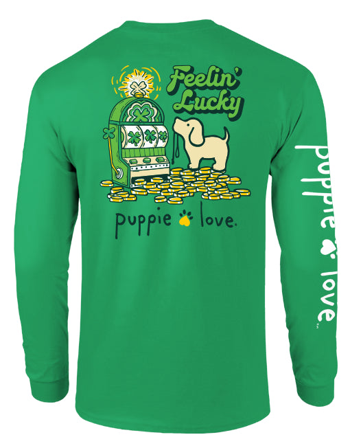 Feelin' Lucky Pup Long Sleeve Tee By Puppie Love (Pre-Order 2-3 Weeks)