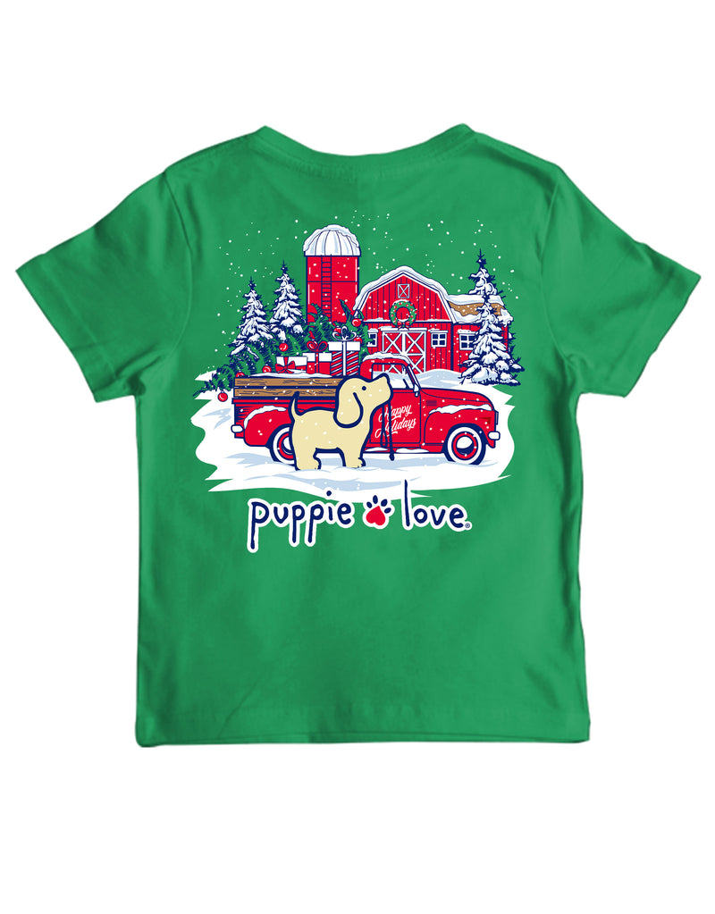 Youth Home For The Holidays Pup Short Sleeve By Puppie Love (Pre-Order 2-3 Weeks)