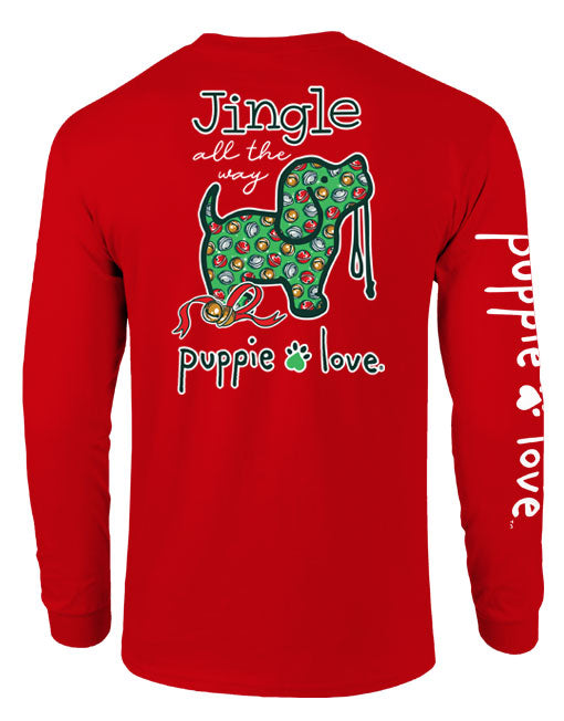 Jingle All The Way Pup Long Sleeve Tee By Puppie Love (Pre-Order 2-3 Weeks)