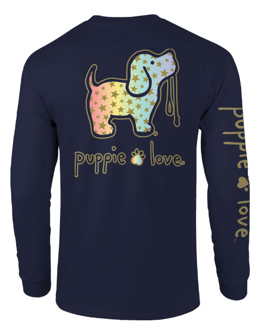 Rainbow Stars Pup Long Sleeve Tee By Puppie Love (Pre-Order 2-3 Weeks)