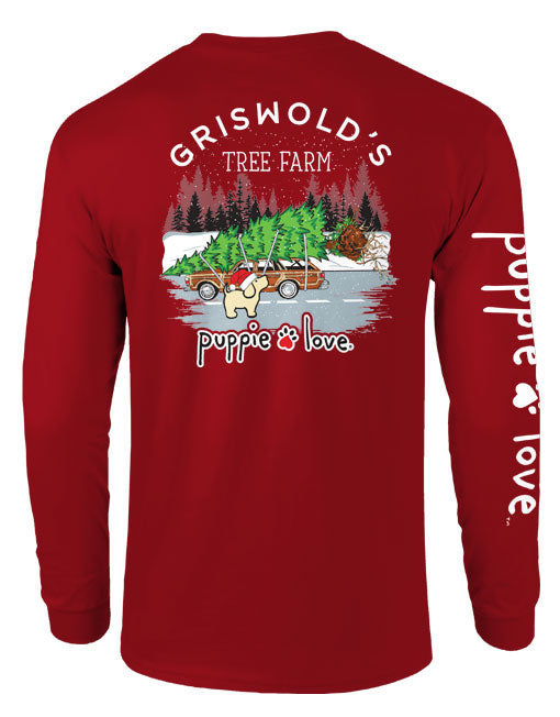 Woody Christmas Tree Pup Long Sleeve Tee By Puppie Love (Pre-Order 2-3 Weeks)