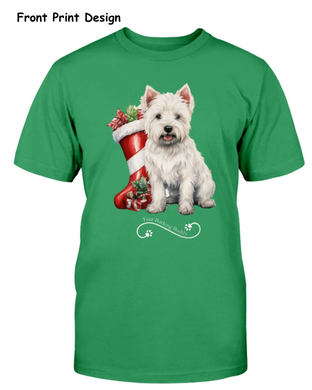 Christmas Stocking Dog Short Sleeve by Your Barking Buddy- Front Print (Pre-Order 2-3 Weeks)